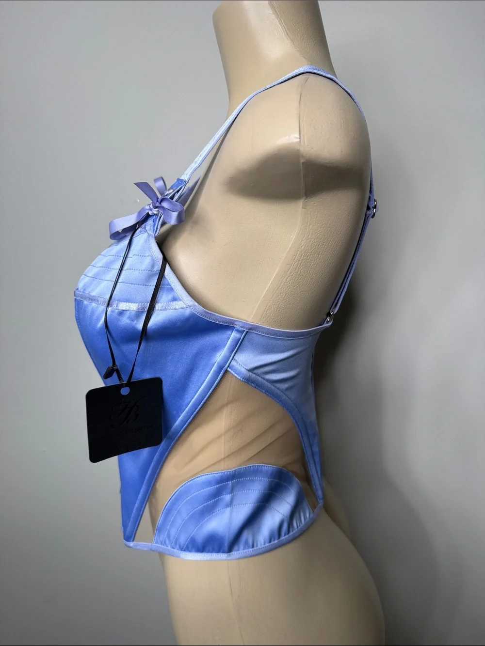 Honey Birdette Liva blue Satin Corset Top